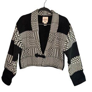 VTG Geometric Cropped Tapestry Cardigan Jacket By Fiorini International SM